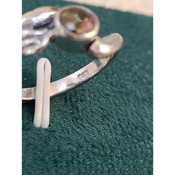 Sterling Silver BiColor Tourmaline Ring 925 Sz 7 Oval Gemstone Handmade Artisan - Picture 5 of 6